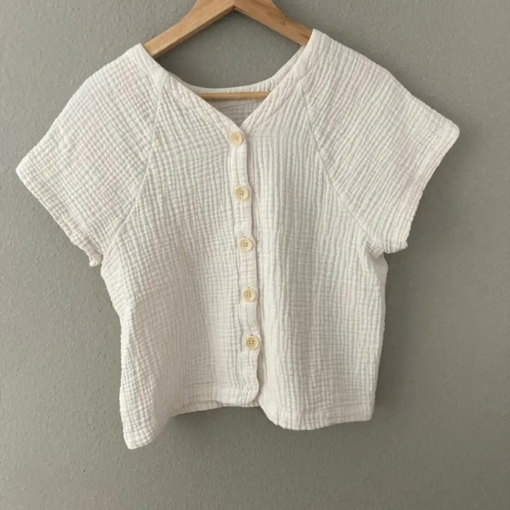 Madewell Lightspun Renwood Button-Back Top Lighthouse White Medium